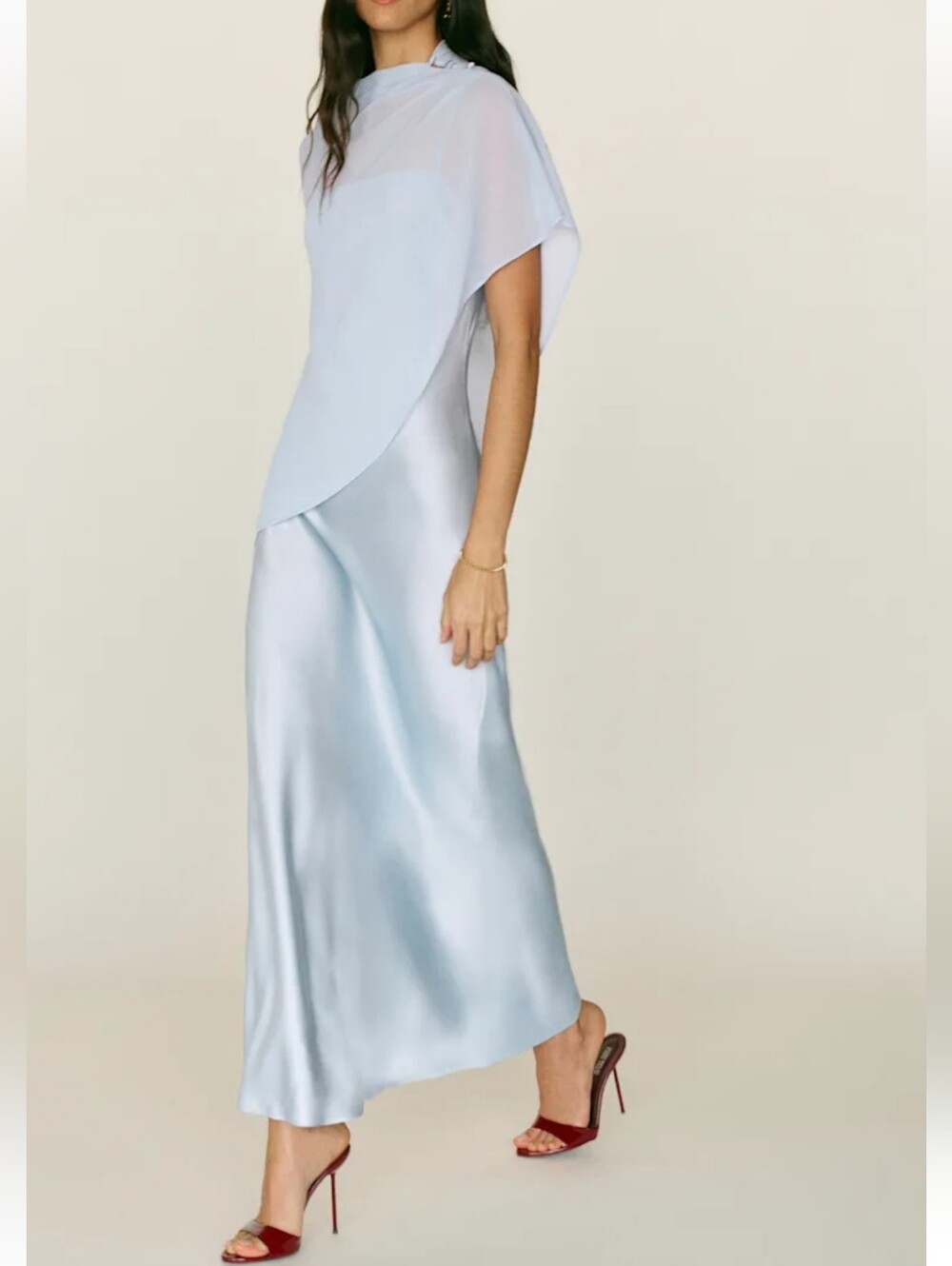 Reformation Lilibeth Silk Blue Dress
